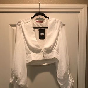 NWT balloon sleeve crop top-white
